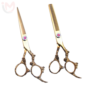 Ciseaux de barbier professionnels de haute qualité de 6 pouces en acier inoxydable tranchant pour droitiers avec bord de rasoir et pivotant - Product Image 1