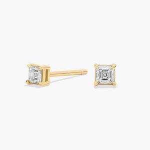 14K Yellow Gold Asscher Cut Lab Grown Diamond <b>Stud</b> <b>Earrings</b> - Product Image 1