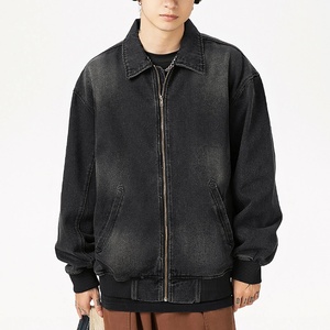 Chaqueta vaquera de gran tamaño vintage hecha a medida para hombre, resistente al viento de alta calidad con cuello levantado con cremallera para invierno - Product Image 1