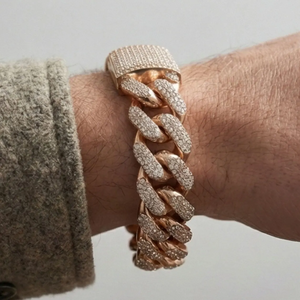 Pulsera Cubana de Diamantes Certificados por IGI, Pulsera de Cadena Cubana con Diamantes Engastados en Pavé, Diamantes VVS VS, Joyería Hip Hop - Product Image 3