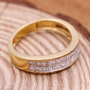 Alta calidad diamante piedra preciosa 18K oro amarillo sólido hecho a mano mujeres Anillos De Compromiso joyería para mayorista - Product Image 5