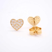 Boucles d'oreilles clous classiques en argent sterling 925 avec zircon, plaqué or jaune rhodié, logo personnalisé à 4 couches, ensemble de bijoux cadeau en forme de cœur