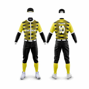 Maillot de baseball personnalisé pour adultes, unisexe, 100% polyester respirant, uniforme rouge et noir, impression par transfert thermique, sport d'équipe - Product Image 1