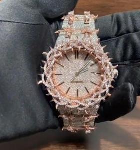 Reloj de Lujo Sostenible de Alta Calidad con Cristales Cuadrados de Diamante Personalizados, Esfera con Engaste Completo, Estilo Hip Hop, para Fiestas - Product Image 1