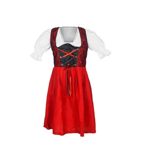 Vestido Tradicional Bávaro Rojo para Oktoberfest, con Bordado y Pliegues, Conjunto de 3 Piezas con Delantal para Mujer - Product Image 1