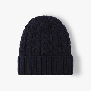 LASARO Unisex 100% Wool <b>Knit</b> <b>Beanie</b> Hat Soft Ribbed Winter Cozy Stretch Fit Cuffed Color Blocking Contrast Color Sublimation - Product Image 3