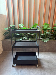 Organisateur de bureau rectangulaire à trois niveaux en métal, design minimaliste, facile à nettoyer, chariot de rangement mobile sur pieds - Product Image 5