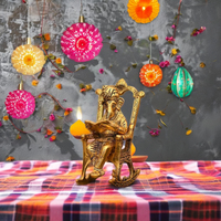 Sculpture artisanale en métal de Dieu Ganesh lisant Ramayana Style Art déco idole Murti pour décor de bureau à domicile Diwali Occasion cadeau