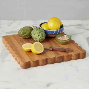 Scalloped <b>Edge</b> Wooden Cutting Board Acacia Wood Serving Board <b>Square</b> Kitchen Chopping Board for Cheese Bread Fruit - Product Image 4