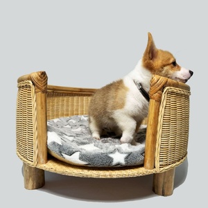 Cama redonda artesanal de ratán para mascotas, camas de fibra natural para mascotas, venta al por mayor de suministros y equipos para gatos y perros - Product Image 2