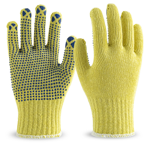 Gekko Gelbe Strick-Sicherheitshandschuhe Rutschfest Polyester Gepunktete Handfläche Arbeitshandschuhe Strickbündchen 10mil Dick 10 Zoll Puderfrei Allgemein - Product Image 1