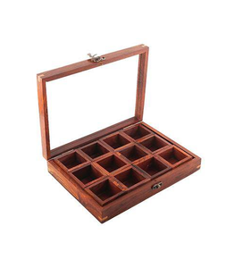 Boîte à épices en bois écologique personnalisée, style antique, avec compartiments, pour la présentation et le rangement des épices - Product Image 1