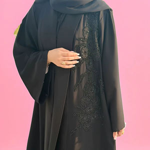 Fashion Abaya Women Kaftan Abaya Dress Handmade Turkish Floor Length Long Sleeve Soft Breathable Polyester Floral Loose Fit - Product Image 1