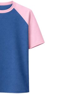 T-shirt à manches raglan bleu rose pour homme, décontracté, été, col rond, respirant, mélange de coton, doux, confortable, léger, à porter au quotidien - Product Image 4