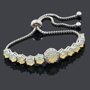 Hot Selling Round Shape Opal <b>Bracelet</b> In Prong Setting With 925 <b>Solid</b> Sterling <b>Silver</b> Tennis <b>Bracelet</b> Simple Fine <b>Bracelet</b> - Product Image 1