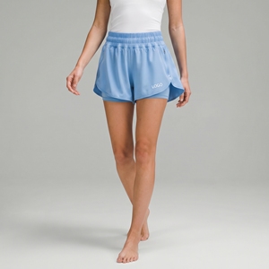 Shorts de course pour femmes bleus avec couche intérieure, shorts de yoga respirants, coupe ample, pour la gym, le fitness et l'entraînement athlétique - Product Image 5