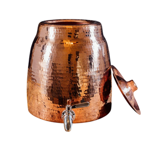 Copper Water <b>Dispenser</b> With Copper Lid And Tap Floral Design Large Capacity Vacuum Flask For Household Use - Product Image 6