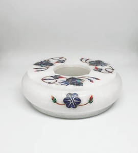 Cendrier sans fumée en aluminium blanc 10 cm, incrustation artisanale, support de luxe pour cigares et cigarettes, élégant, durable, résistant à la chaleur, pour table - Product Image 5