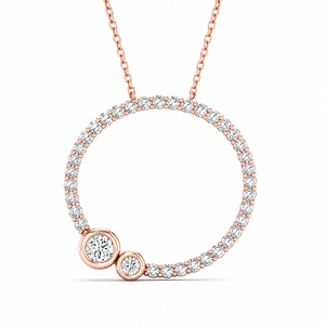 จี้เพชรทรงกลมแบบเปิดวงกลม ประดับขอบสองชั้น ทำจากทอง 10K 14K 18K เงิน 925 935 เครื่องประดับชั้นดี - Product Image 2