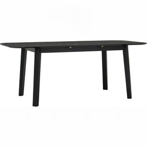 Modern Black <b>Round</b>-to-Oval Extension <b>Table</b> Durable MDF <b>Wood</b> Finish and <b>Solid</b> <b>Wood</b> Legs Space Saving <b>Dining</b> for Apartment - Product Image 1