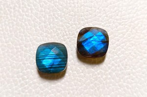 Square <b>Cushion</b> Labradorite Cabochon Blue Flash Checker Cut Loose Stone Flat <b>Back</b> Natural Gem For Jewelry Making Supply - Product Image 2