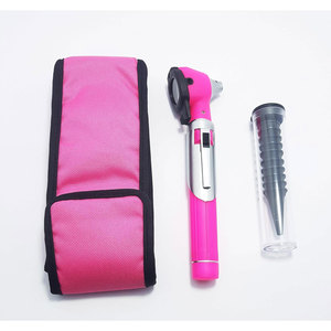 Set de Examen de Otoscopio de Fibra Óptica, Mini Otoscopio de Bolsillo de Acero Inoxidable, Color Rosa, Portátil, con LED Brillante MOL - Product Image 1
