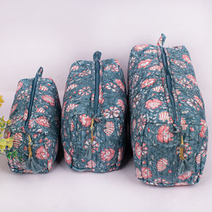 Handmade Eco-Friendly Bohemian Floral Prints Unisex Reusable Lightweight Multi-Function <b>Travel</b> <b>Pouch</b> Durable Cotton Cosmetic Bag - Product Image 1
