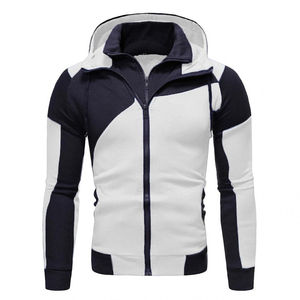 Premium <b>Men's</b> <b>White</b> Dark Navy Hooded Tracksuit Full Zip <b>Jacket</b> Sweatpants Set OEM ODM Wholesale Manufacturer in Pakistan - Product Image 5