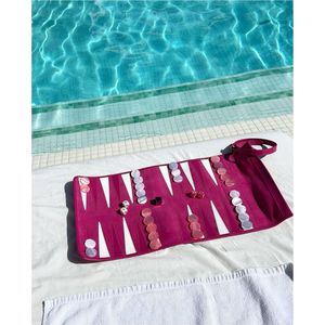 Luxury Leather Roll Up <b>Backgammon</b> Set Portable Travel <b>Board</b> Game with Zipper Pouch Premium Gift Handcrafted Folding <b>Backgammon</b> - Product Image 2