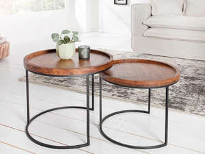 Solid Mango Wood Nested Coffee <b>Table</b> <b>Set</b> of 2 | Modern <b>Space</b> <b>Saving</b> Side <b>Tables</b> for Living Room Newest Furniture 2026 - Product Image 3