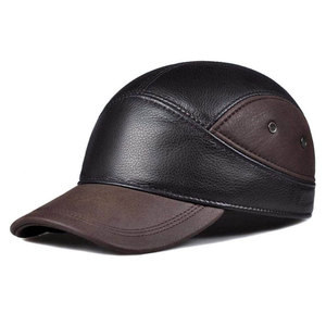 Casquette de baseball en cuir véritable de haute qualité pour hommes et femmes, chapeau en cuir de vache bleu, casquette à visière réglable, automne-hiver, en cuir véritable - Product Image 1