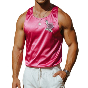 Parium Custom Logo Men's Fashion <b>Tank</b> <b>Top</b> Moisture Wicking High Gloss Fabric <b>Vintage</b> Floral Patch Wholesale <b>Tank</b> <b>Tops</b> For Men - Product Image 4