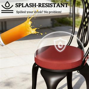 Set di 4 Cuscini Circolari per Sedie da Esterno Rosso Vino, Cuscini per Sedie da Terrazza (Solo Cuscini) - Product Image 4