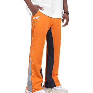 <b>Men's</b> Custom <b>Flare</b> Sweatpants Straight Nonwoven for Wash Workout Sport <b>Trousers</b> Casual Style Side Pocket Wide Leg Design - Product Image 6