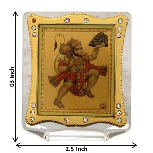 Cadre en acrylique doré avec figurine de Hanuman Ganpati, mini-Idole de Ganesh de 3 pouces pour tableau de bord de voiture, décoration intérieure, cadeau hindou, objet de présentation - Product Image 2