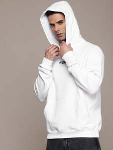 Portace <b>Men's</b> <b>White</b> Hooded <b>Sweatshirt</b> 100% Cotton Oversized Casual Back Digital Printed Breathable 350g Winter Wear - Product Image 3