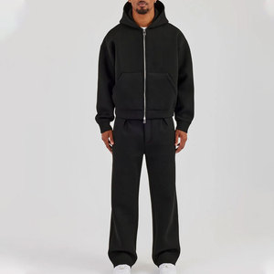Survêtement à capuche pour hommes grande taille, gris uni, décontracté, sweat-shirt long avec poches latérales, taille élastique, coupe ample, vêtements d'automne - Product Image 1
