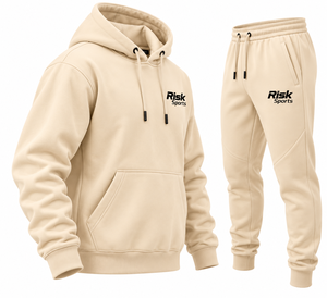 Ensemble jogging pour homme en molleton beige tie-dye avec logo sur le devant, sweat-shirt et pantalon de jogging en polyester/coton, tenue décontractée pour l'hiver - Product Image 2