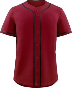 Uniforme Deportivo, Camiseta Deportiva Lisa de Manga Corta, Ropa de Béisbol y Sóftbol, Blanca, Negra, Roja, Azul, para Hombre y Mujer, Tallas S-3XL - Product Image 1