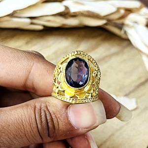 2026 Latest Design Boho Floral Amethyst <b>Ring</b> Tribal Brass <b>Rings</b> Women 18k Gold Plated Filigree <b>Statement</b> Jewelry Wholesale/OEM - Product Image 3