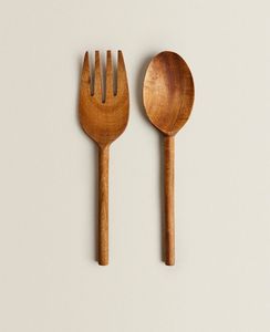 Trending American Style Acacia Wood Salad Server Spoon Fork Set Customized Color Resin Handle Eco-Friendly Dishwasher <b>Safe</b> <b>Tools</b> - Product Image 5