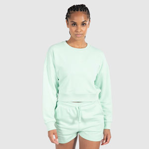 Sudadera con Capucha Corta de Otoño para Mujer, Talla Grande, con Logotipo Personalizado, de Poliéster/Algodón, Forro Polar de Invierno, Sudadera Corta Holgada - Product Image 1