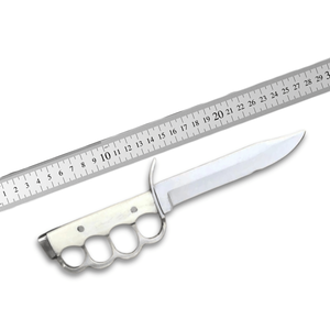 Cuchillo Bowie de Hoja Fija Hecho a Mano con Acabado Pulido Espejo y Mango de Hueso, Cuchillo de Caza Premium para Exteriores - Product Image 4