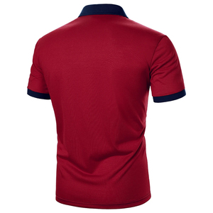 Men's <b>Silk</b>/Cotton Embroidered for Shirt Short Sleeve Knitted Casual Solid Design <b>Red</b> and Navy Blue - Product Image 3
