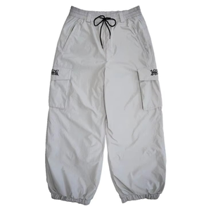Men's <b>Light</b> Gray Pants Elastic Waist Drawstring Multiple Pockets Casual Summer Breathable Lightweight Polyester <b>Trousers</b> - Product Image 1