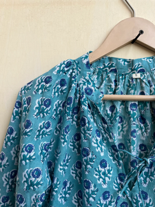 เดรสยาวผ้าฝ้ายขายดีปี 2026 คอวี แขนยาว ปักลายดอกไม้ พิมพ์ลายบล็อก ผ้าฝ้ายอินเดีย ชุดลำลองแบบยาว - Product Image 5