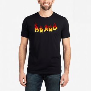 Men's Black Short Sleeve T-<b>Shirt</b> Silk Screen Printed <b>Flame</b> Logo Casual Wear O-Neck Loose Fit 100% Cotton Jersey Breathable - Product Image 1