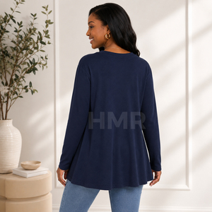 HMR Acrylic Sisterhood Sorority Cardigan en tricot bleu marine à col en V et manches longues, style décontracté, robe longue - Product Image 4