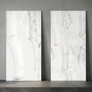 Dalles de porcelaine gris onyx effet voile 48x96in (1200x2400mm) 20mm, conçues pour les cuisines, les murs, les salles de bain extérieures, pierre artificielle - Product Image 1