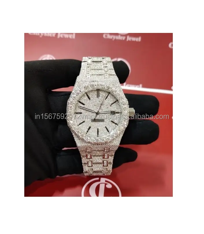 41mm VVS Moissanite Diamant-gepolstertes automatikwerk vollständig icedout Bust Down Armbanduhr für Herren Damenhersteller aus Surat